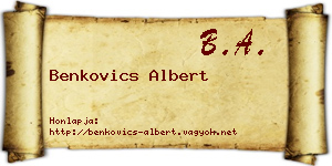 Benkovics Albert névjegykártya