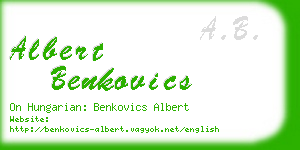 albert benkovics business card